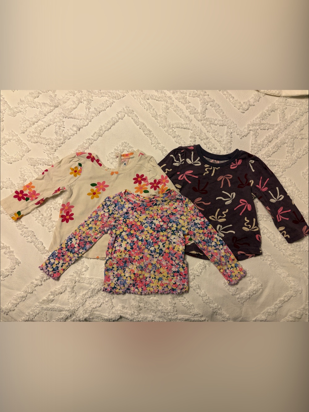 Baby Gap Floral & Bow Print Baby/Toddler Long Sleeve Tops - Multicolor, twins